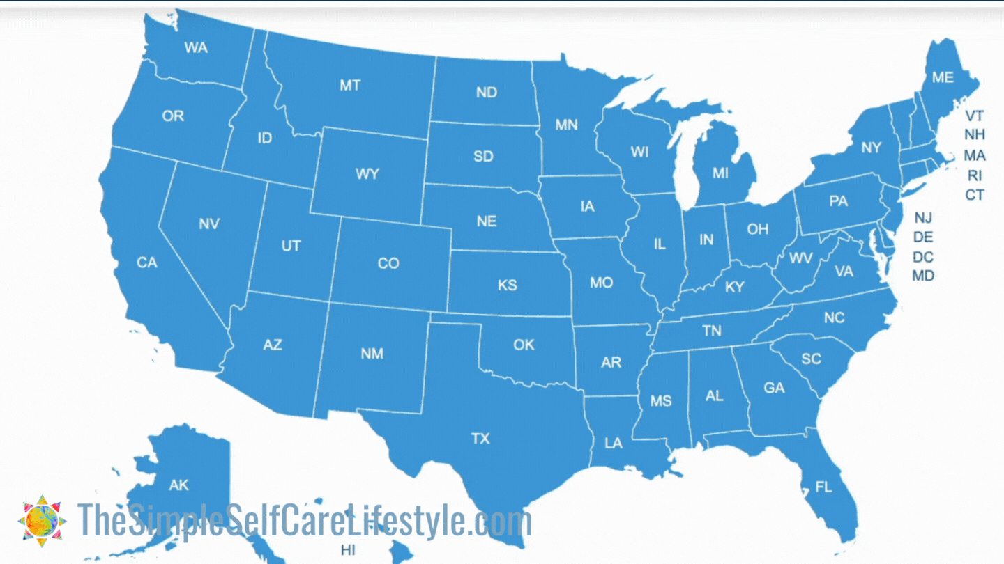 The Best Water Filter Map of USA in color Blue. Cursor moving around on different states darker blue highlights the state cursor is on