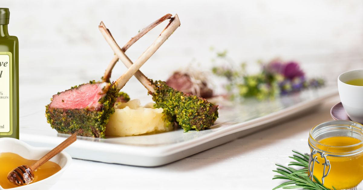 Shop Products for Self Care including beautiful lamb presented here on a plate.