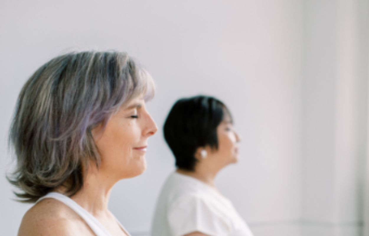 Side view of 2 Women Using the E for E Breathing Technique